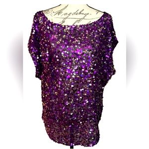 🦋Magical Purple Sequined Glam Blouson Blouse